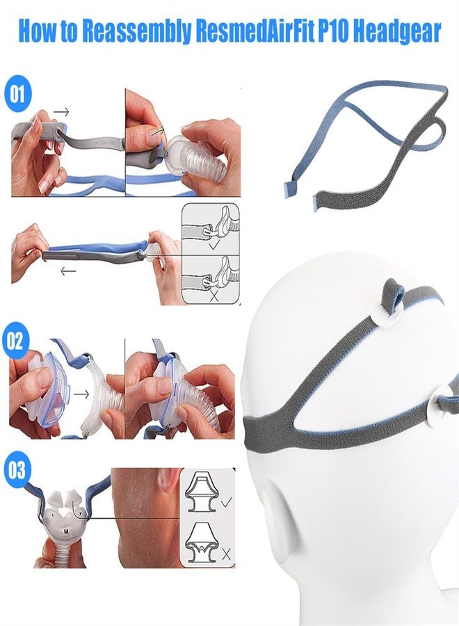 Yeasing Replacement Headgear Compatible with P10 Nasal Pillow Adjustable Replacement Headgear Cpap Headgear Strap Replacements Adjustable Elastic Straps with Clips Pack of 2 - Image 5